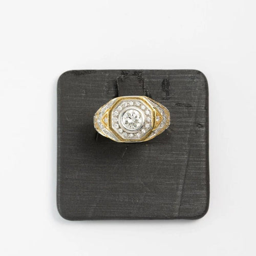 Bague 53 Bague en or jaune et blanc 18 carats et diamants 58 Facettes