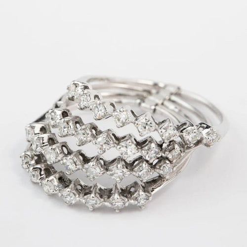 Bague 58 Bague multi-anneaux en or blanc 18 carats et diamants 58 Facettes