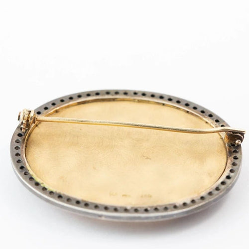 Broche Broche micromosaïque en or jaune 18 carats, argent et diamants 58 Facettes