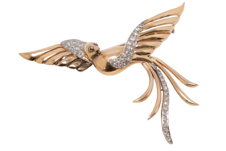 Broche Broche en or jaune et blanc 18 carats sertie de diamants 58 Facettes