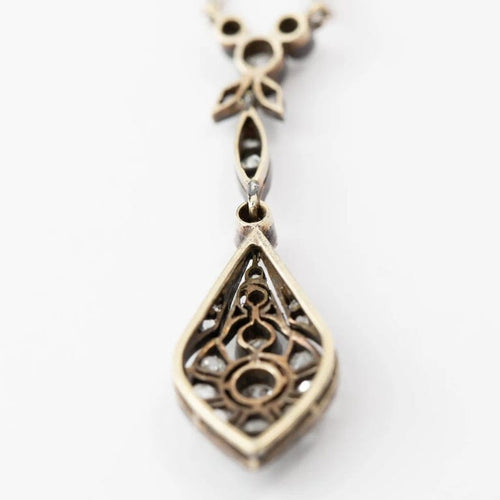 Collier Collier avec pendentif en or blanc 18 carats, argent et diamants 58 Facettes