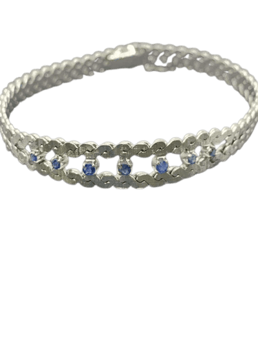 Bracelet Bracelet vintage en or blanc 18 carats et saphirs bleus 58 Facettes