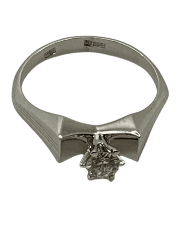 Bague 53 Bague solitaire vintage en or blanc 18 carats et diamant 0,18 ct 58 Facettes