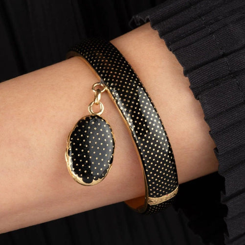 Bracelet Pierre-Isidore Sauvage - Bracelet rigide en or jaune et émail noir 58 Facettes A3113