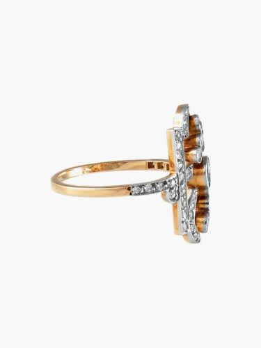 Bague 54 Bague Belle Époque en or 18k et platine avec émeraude et diamants 58 Facettes 1481