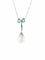 Collier Collier nœud - Pendentif en platine avec perle fine, diamants et émeraudes 58 Facettes 1184