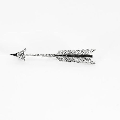 Broche Broche flèche Art déco en platine, diamants et onyx 58 Facettes YD5