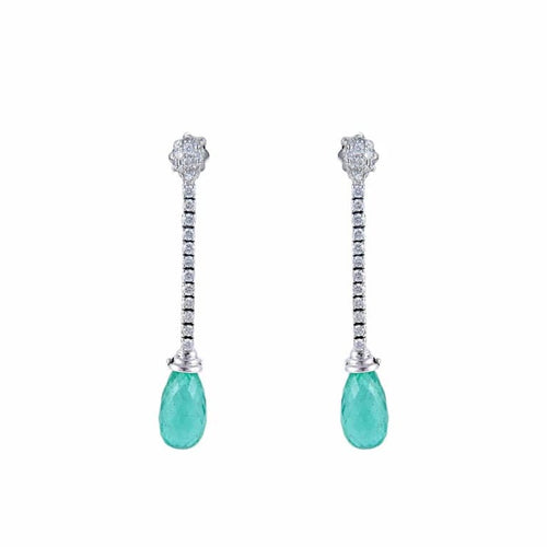Boucles d'oreilles Boucles d'oreilles gouttes d'émeraudes en or blanc 750 58 Facettes