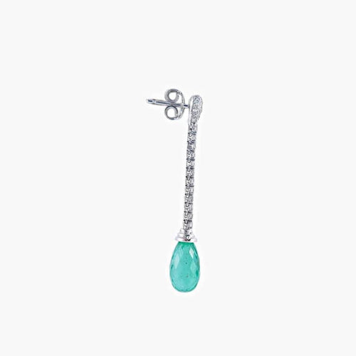 Boucles d'oreilles Boucles d'oreilles gouttes d'émeraudes en or blanc 750 58 Facettes