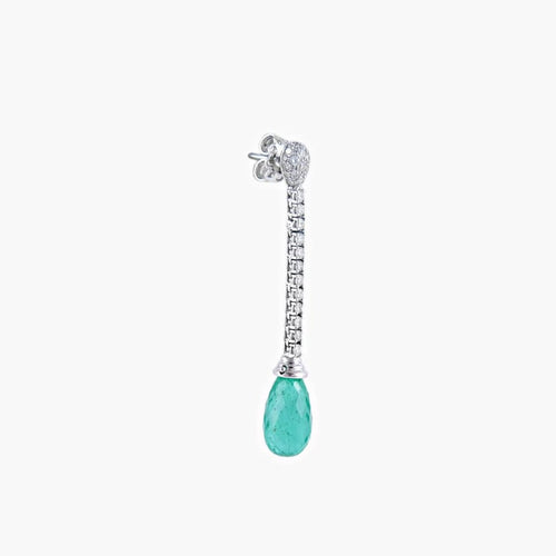 Boucles d'oreilles Boucles d'oreilles gouttes d'émeraudes en or blanc 750 58 Facettes