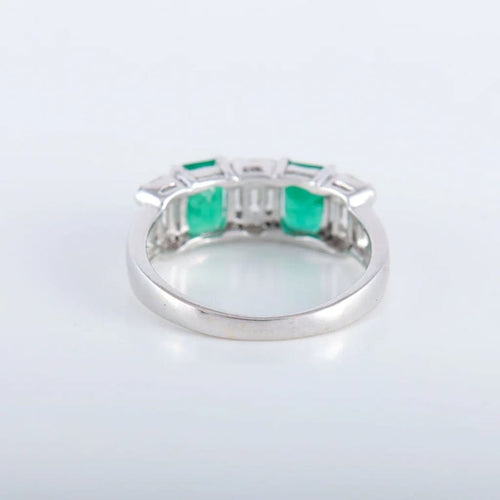 Bague 54 Bague jonc en or blanc 750 avec émeraudes et diamants 58 Facettes