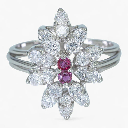 Bague 53 Bague en or 14K sertie de diamants et rubis 58 Facettes AG05