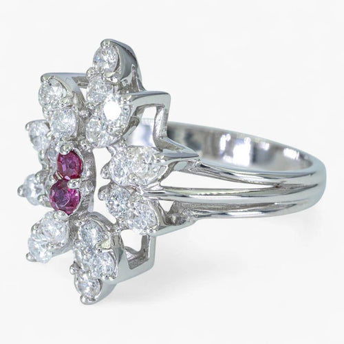 Bague 53 Bague en or 14K sertie de diamants et rubis 58 Facettes AG05