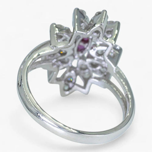 Bague 53 Bague en or 14K sertie de diamants et rubis 58 Facettes AG05