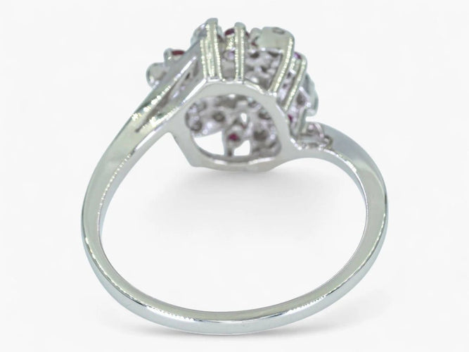 Bague Bague en or 14 carats avec diamant 0,18 ct et rubis 0,06 ct 58 Facettes AN86