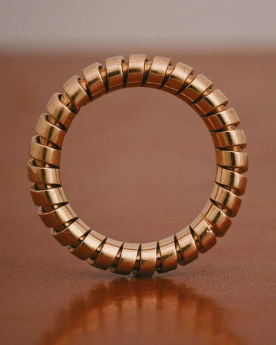 Bague 50 Bvlgari Tubogas Roma - Bague en or jaune 18 carats 58 Facettes