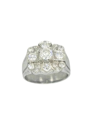Bague 56 Bague Art déco en platine et diamants taille ancienne 58 Facettes