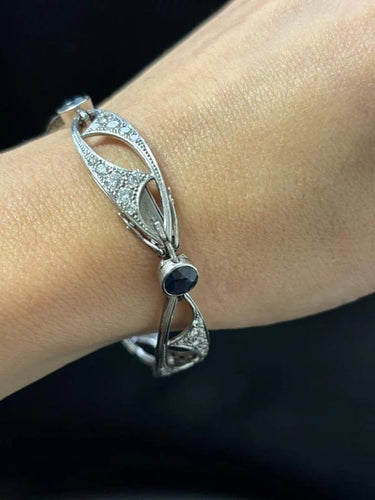 Bracelet Bracelet Art nouveau en platine, diamants taille ancienne et saphirs 58 Facettes