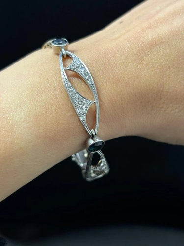 Bracelet Bracelet Art nouveau en platine, diamants taille ancienne et saphirs 58 Facettes