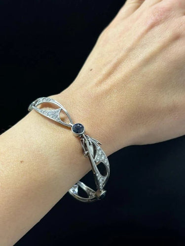 Bracelet Bracelet Art nouveau en platine, diamants taille ancienne et saphirs 58 Facettes