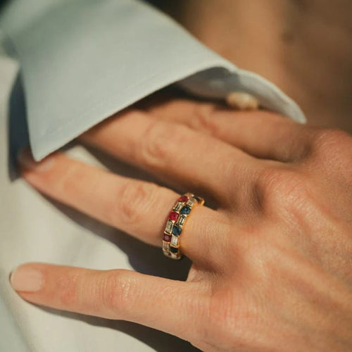 Bague 49 Mauboussin - Alliance en or jaune 18k, saphirs et diamants 58 Facettes