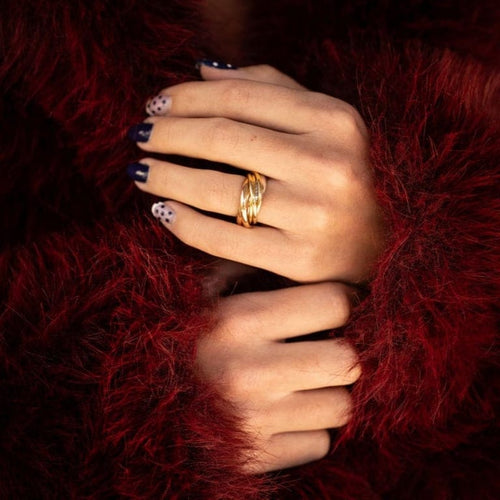Bague 54 Cartier Trinity La Belle - Bague en trois ors et diamant 58 Facettes