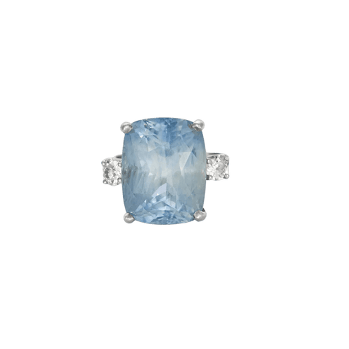 Bague 55 Bague saphir de Ceylan 25 ct en or blanc 58 Facettes