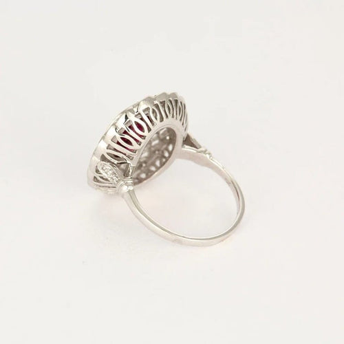 Bague 54 Bague en or blanc 18K avec rubellite et diamants 58 Facettes
