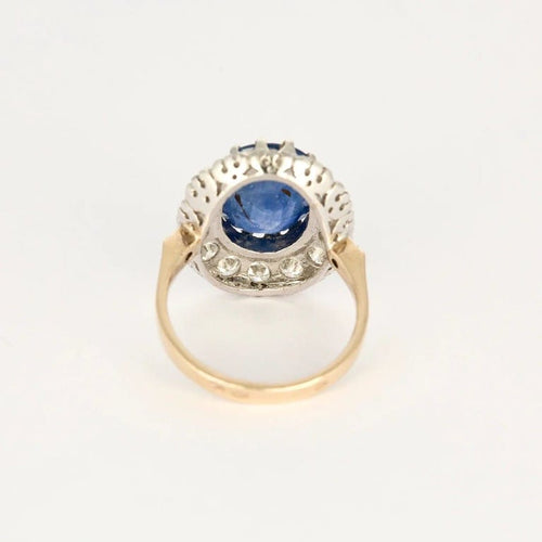 Bague 55 Bague en or jaune et or blanc 18K saphir 5,54 ct et diamants 58 Facettes
