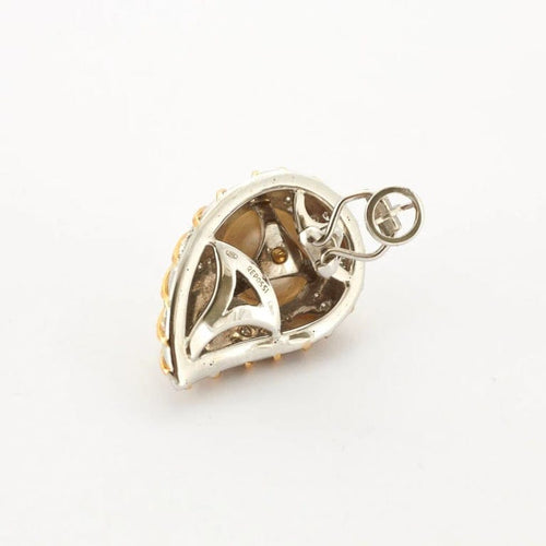 Boucles d'oreilles Repossi - Boucles d’oreilles clips en or jaune et blanc avec diamants et perle 58 Facettes