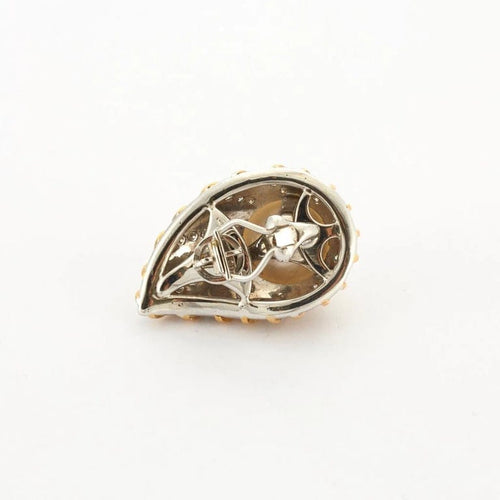 Boucles d'oreilles Repossi - Boucles d’oreilles clips en or jaune et blanc avec diamants et perle 58 Facettes