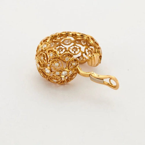 Boucles d'oreilles Boucles d’oreilles clips dentelle en or jaune 18 K et diamants 58 Facettes