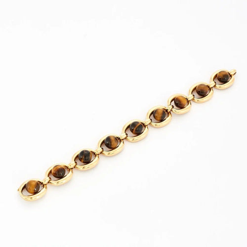 Bracelet Boucheron - Bracelet vintage en or jaune et œil de tigre 58 Facettes