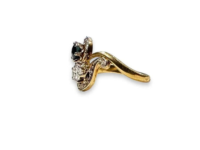 Bague 56 Bague Toi et Moi en or jaune 18K avec saphir et diamant 58 Facettes 420008