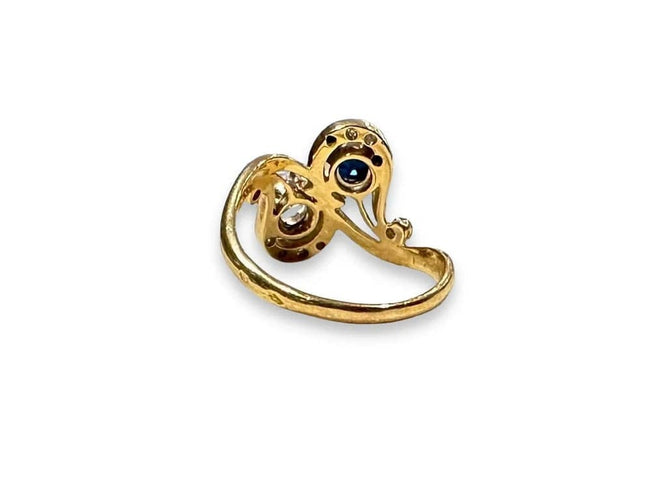 Bague 56 Bague Toi et Moi en or jaune 18K avec saphir et diamant 58 Facettes 420008