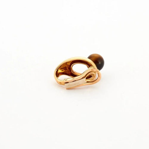 Bague 45 Boucheron - Parure bague et boucles d’oreilles en or jaune 18K et œil de tigre 58 Facettes