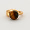Bague 45 Boucheron - Parure bague et boucles d’oreilles en or jaune 18K et œil de tigre 58 Facettes