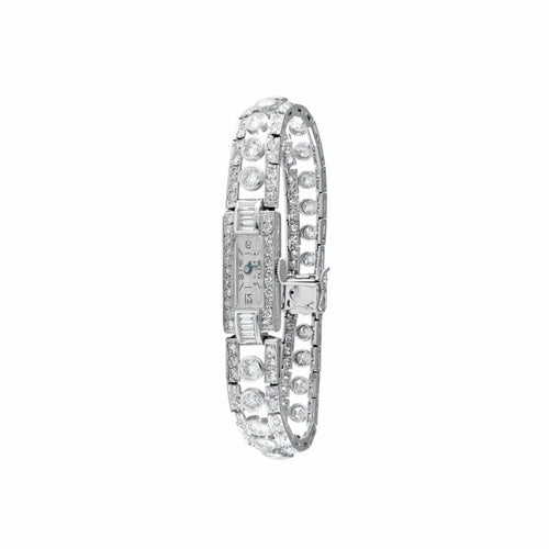 Montre Montre - Bracelet en platine et or 750 serti de diamants 58 Facettes
