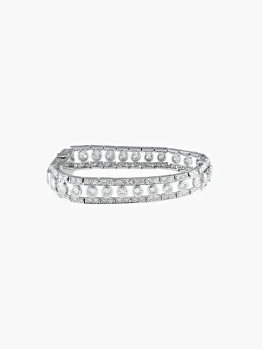 Montre Montre - Bracelet en platine et or 750 serti de diamants 58 Facettes
