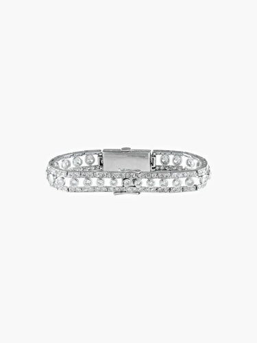 Montre Montre - Bracelet en platine et or 750 serti de diamants 58 Facettes