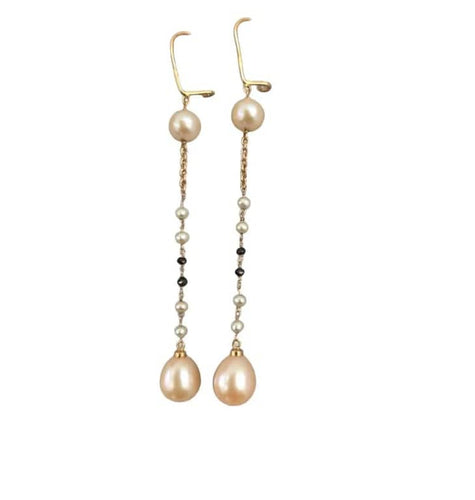 Pendentif Pendants en or rose 18 carats avec perles de culture et saphirs 58 Facettes