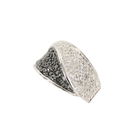 Bague 54 MATY - Bague bandeau en or gris 18 carats et diamants 58 Facettes