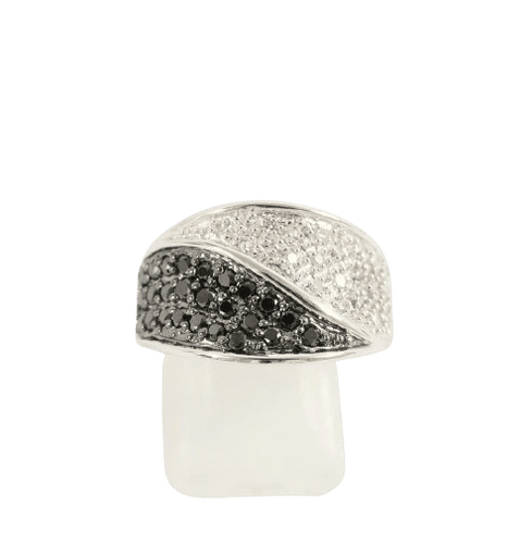 Bague 54 MATY - Bague bandeau en or gris 18 carats et diamants 58 Facettes