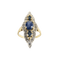 Bague 54 Bague marquise en or jaune et or blanc 18 carats, saphirs et diamants 58 Facettes