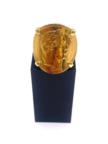 Bague 58 Bague Napoléon III - Pièce 20 francs en or jaune 58 Facettes BAGUE 20 F COURB