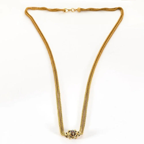 Collier Chaîne giletière - Double chaîne en or jaune 18K, diamants et grenats 58 Facettes LF22
