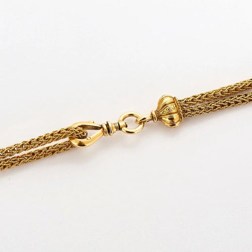 Collier Chaîne giletière - Double chaîne en or jaune 18K, diamants et grenats 58 Facettes LF22