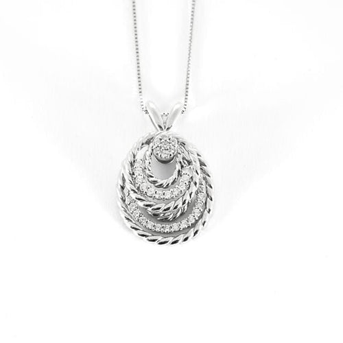 Collier 44cm Chaîne avec pendentif rotatif en or blanc 18 carats et diamants 58 Facettes 58_f60