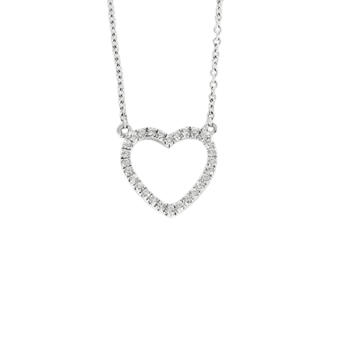 Collier 23cm Collier - Pendentif cœur en or blanc 18 carats et diamants 58 Facettes 58_f64