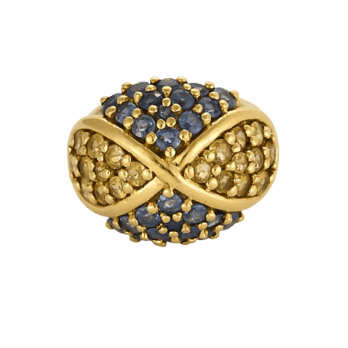 Bague 54 Bague en or jaune 18 carats sertie de saphirs bleus et jaunes 58 Facettes 2037